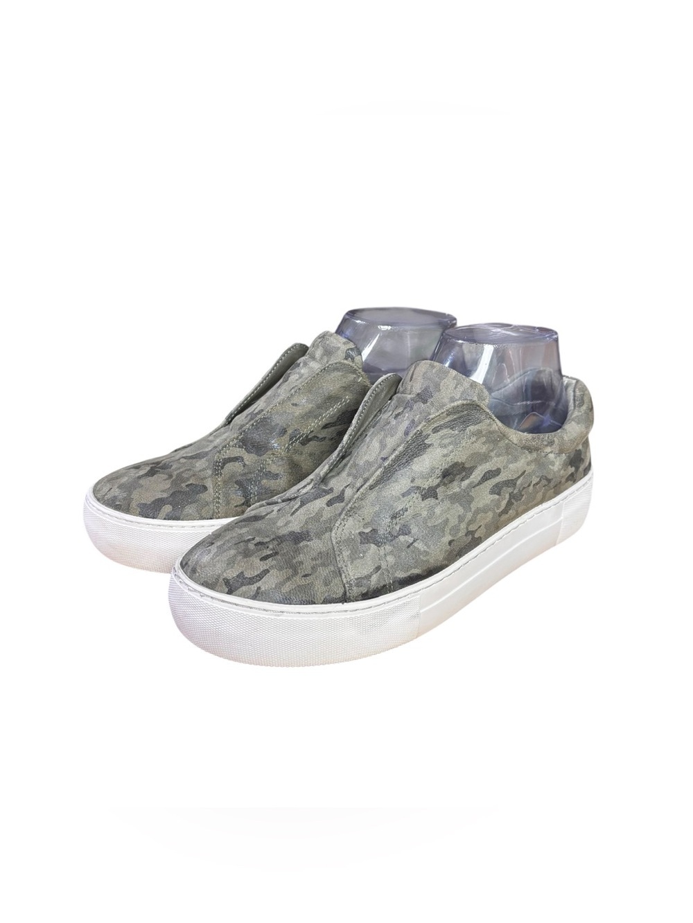 J/Slides Heidi Green Camo Leather Platform Slip-On Sneakers Women’s Size 8